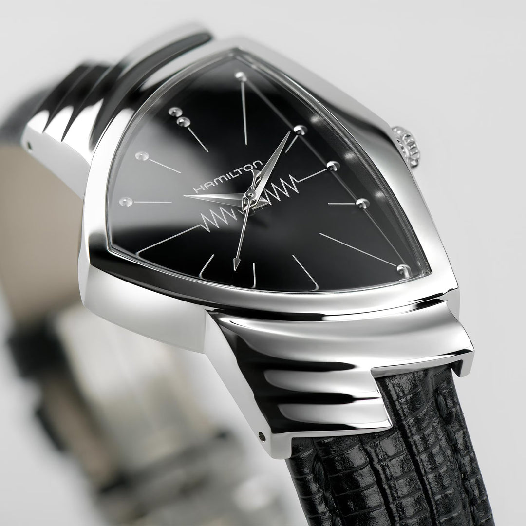 Hamilton H24411732  Ventura Quartz Men in Black - 1997, 2012, 2019 32.3mm Black Dial  Black Leather Strap Men & Women Watches