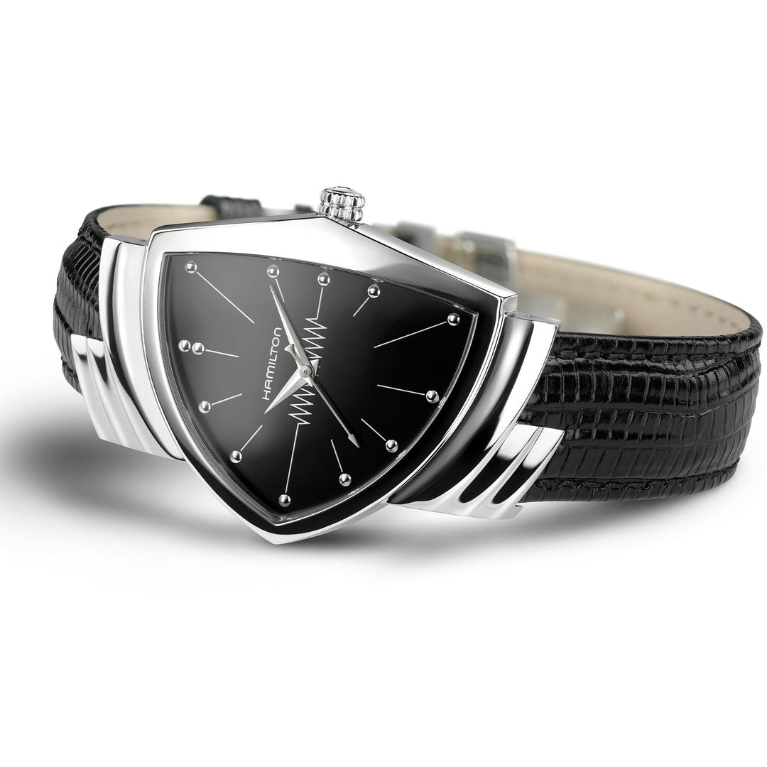 Hamilton H24411732  Ventura Quartz Men in Black - 1997, 2012, 2019 32.3mm Black Dial  Black Leather Strap Men & Women Watches