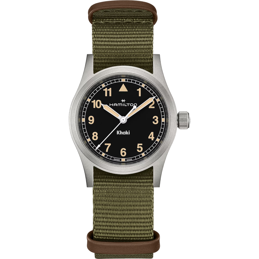 Hamilton H69301930 Khaki Field Quartz 33mm Black Dial Green Textile Strap Men & Women Watches