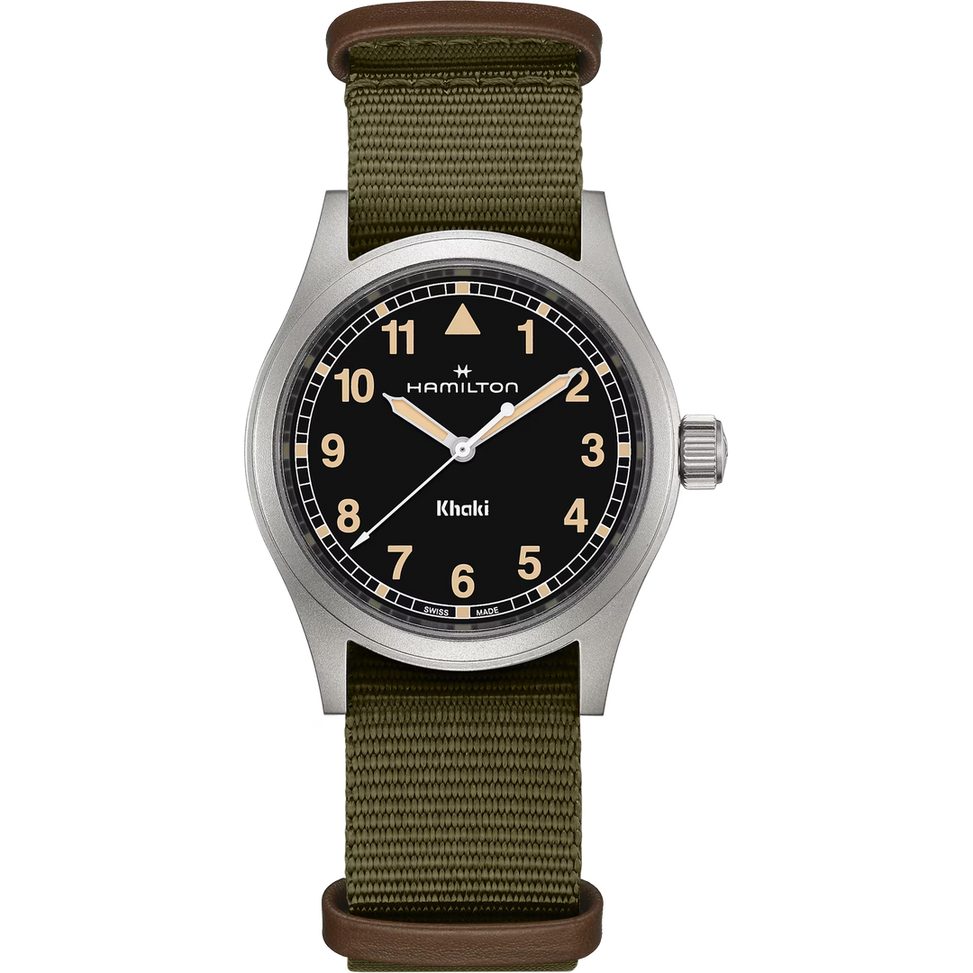 Hamilton H69401930  Khaki Field Quartz 38mm Black Dial Green Textile Strap Men & Women Watches