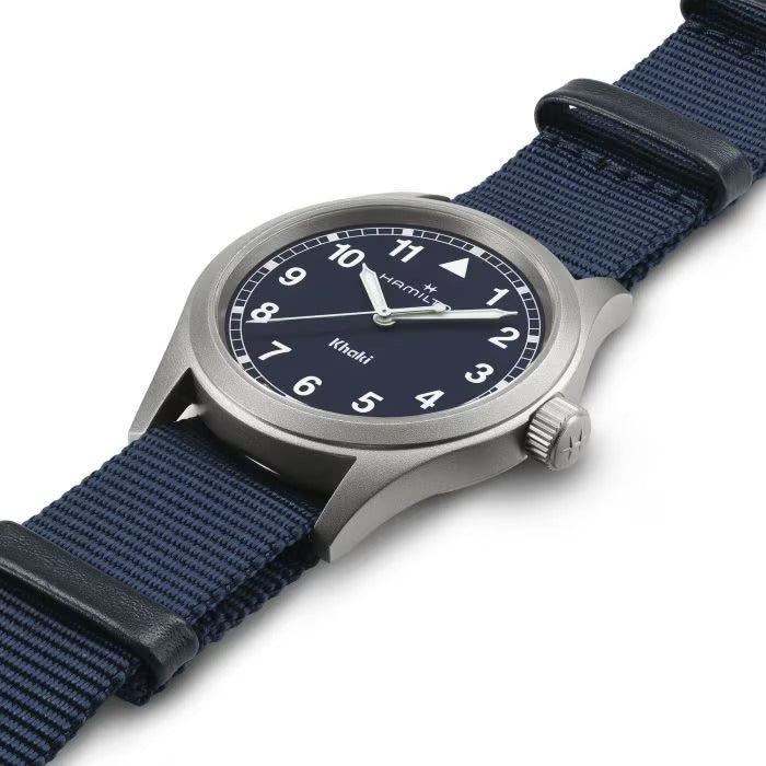 Hamilton H69401940 Khaki Field Quartz 38mm Blue Dial  Blue Textile Strap  Men & Women Watches