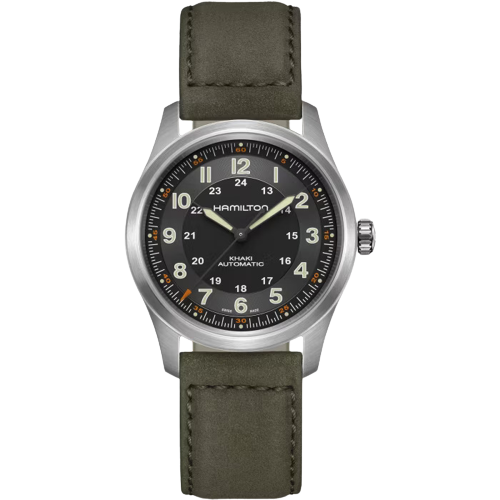 Hamilton H70205830 Khaki Field Titanium 38mm Automatic Black Dial  Leather Strap Men's Watch