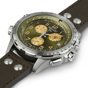 Hamilton H77932560  Khaki Aviation X Wind GMT Chronograph Quartz Green Dial  Leather Strap Men's Watch