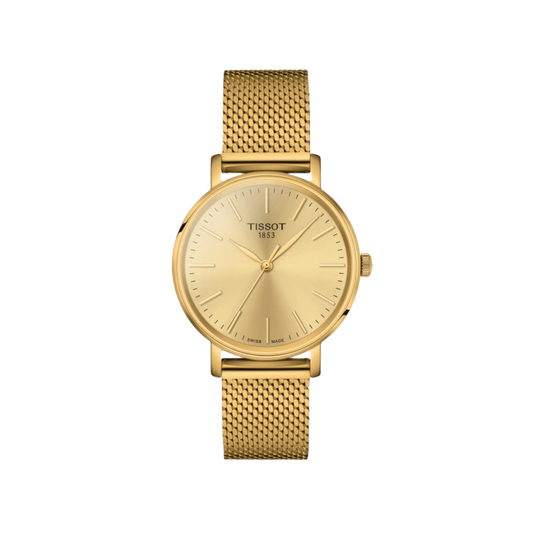 Tissot Everytime Lady | Gold Dial | Gold Steel Mesh Bracelet  T1432103302100 Women’s Watch