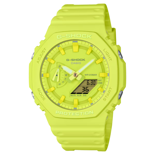 Casio  GA-2100-9A9ER G Shock One Tone 2100 Series  Volt Yellow  Dual Display  Men's Watch
