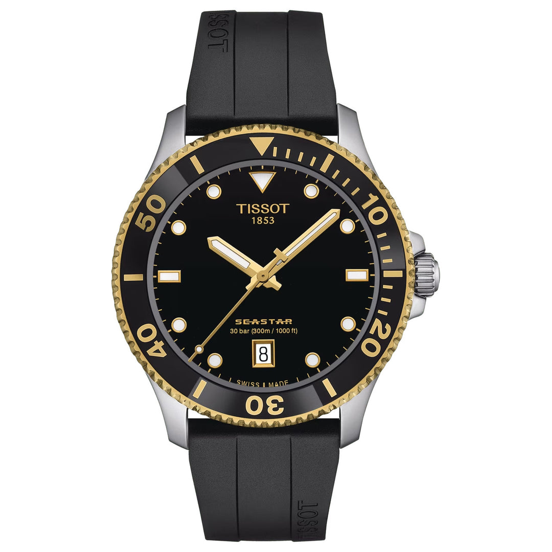 Tissot  T1204102705100 Seastar 1000 40mm Black Dial Black Rubber Strap Men's Watch - mzwatcheslk srilanka