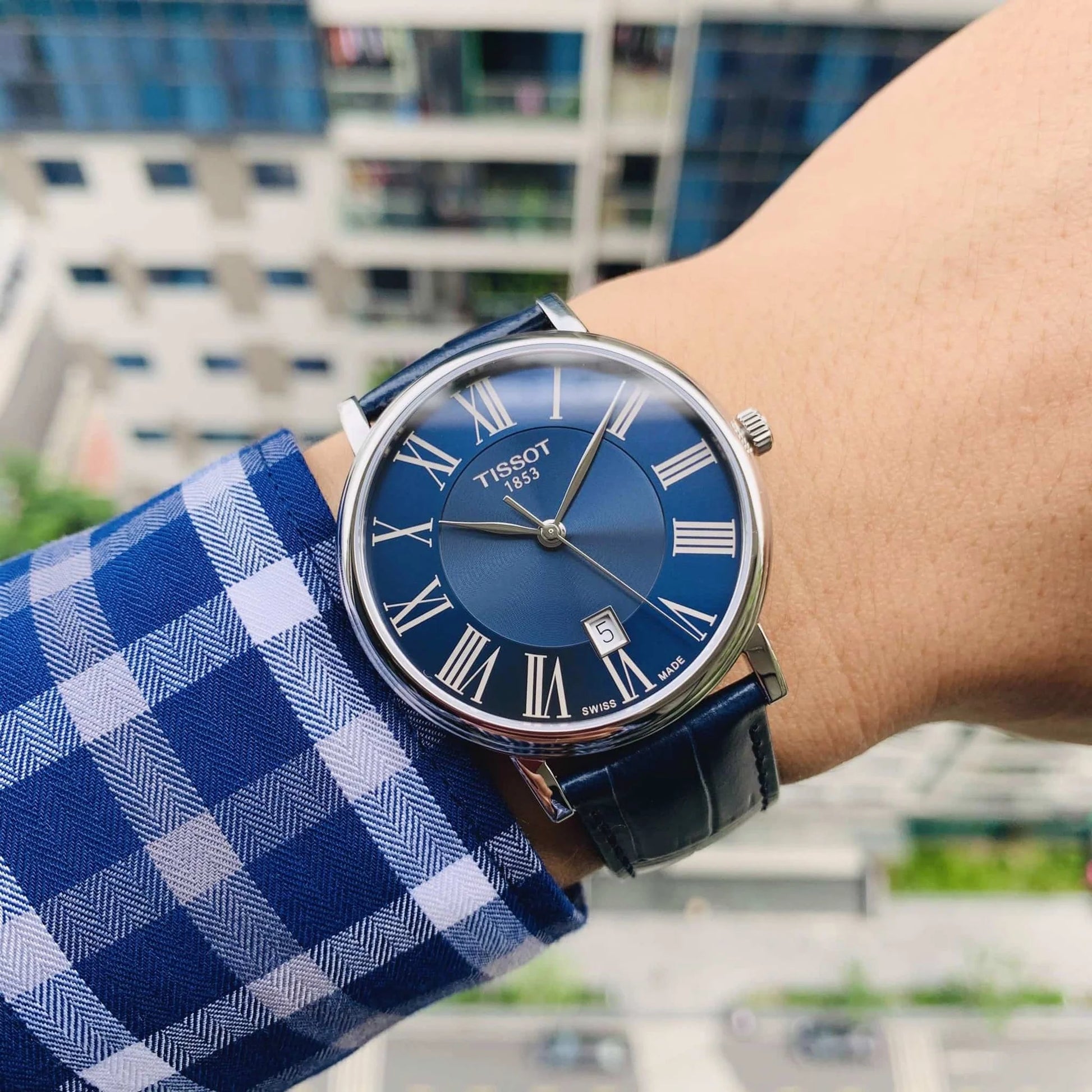 Tissot T1224101604300 Carson Premium Blue Leather Strap Blue Dial Men mzwatcheslk