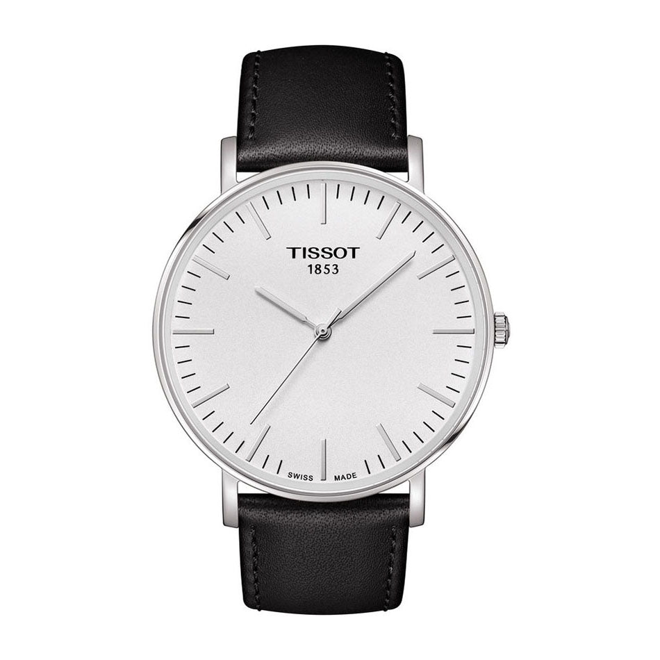 Tissot Everytime T1096101603100 White Dial Black Leather Strap Men's Watch - mzwatcheslk srilanka