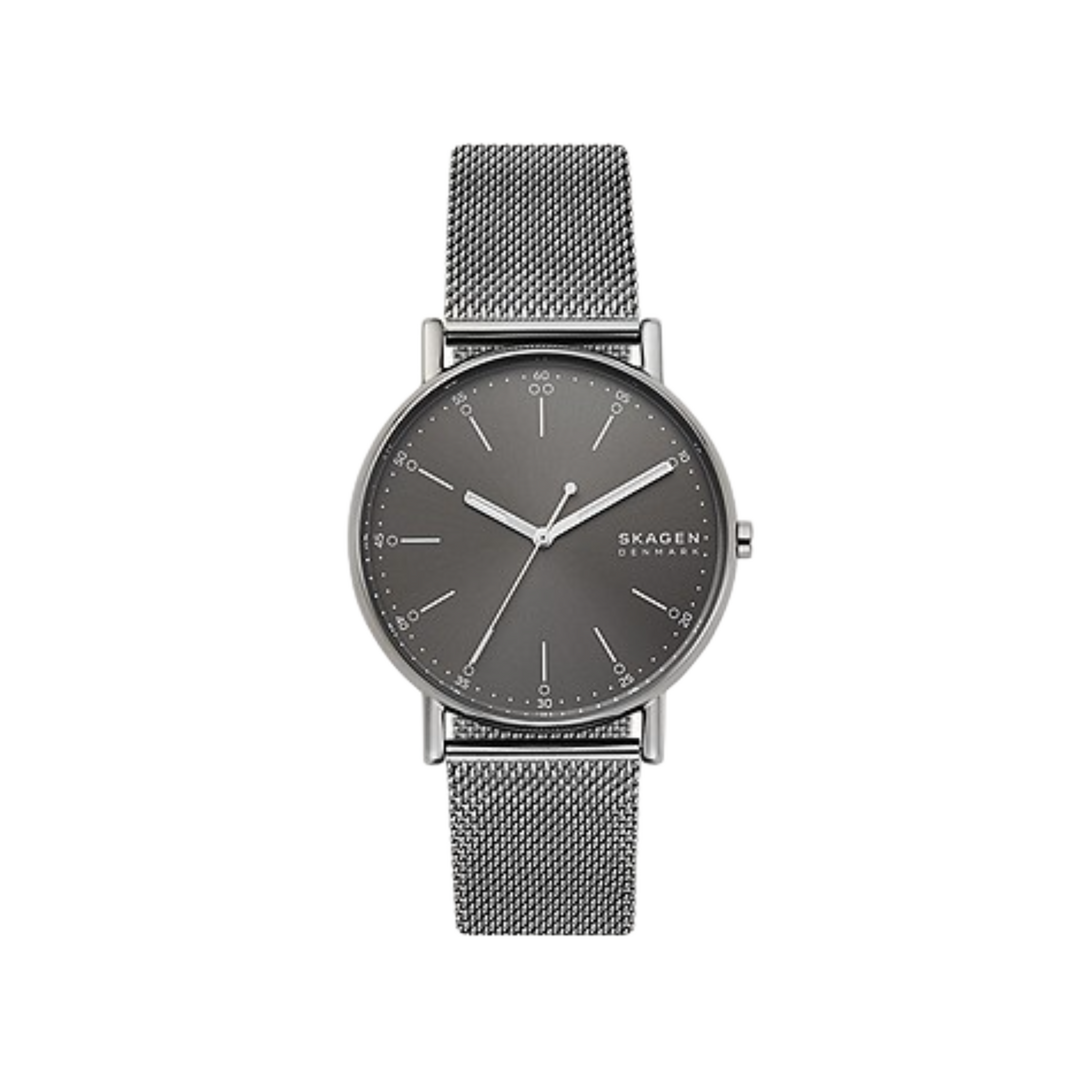 Skagen Men's Signatur Grey-Plated Milanese Mesh Bracelet Men's Watch