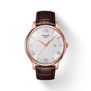 Tissot T0636103603800 Tradition Rose Gold Plated Silver Dial Brown Leather  Men's Watch - mzwatcheslk srilanka