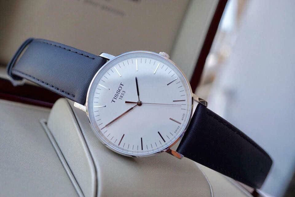 Tissot Everytime T1096101603100 White Dial Black Leather Strap