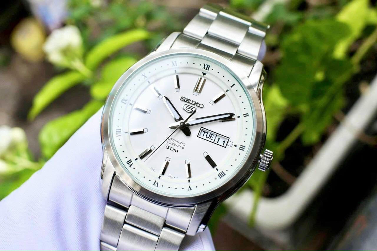 White dial automatic discount watch