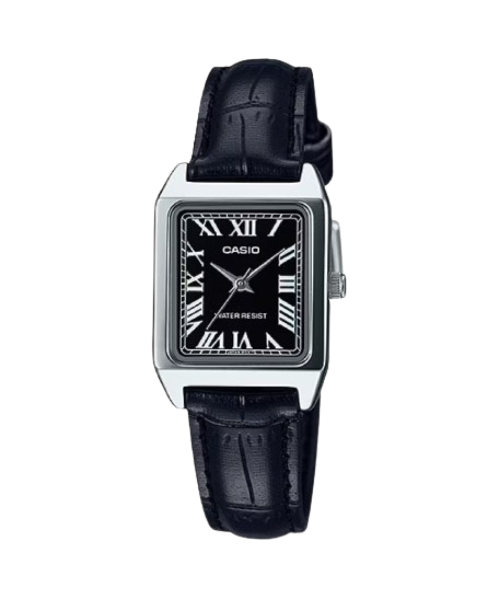 Casio LTP-V007L-1B Cartier Tank Style Analog Quatrtz Black Leather Strap Women’s Watch