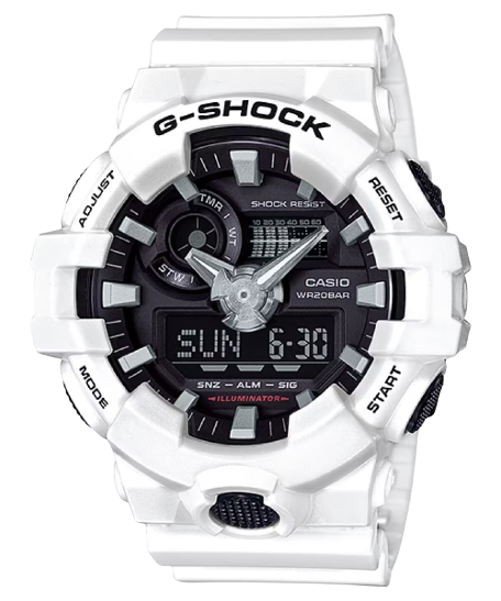 Casio GA-700-7ADR-P G Shock Digital Analogue White Resin Strap Men's Watch