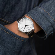 Tissot T0636101603700 Tradition Brown Leather Strap Silver Dial Men's Watch - mzwatcheslk srilanka