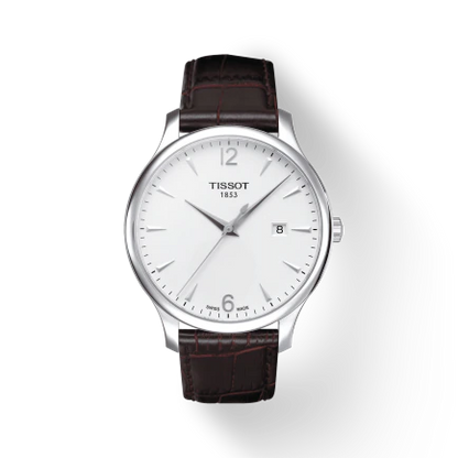 Tissot T0636101603700 Tradition Brown Leather Strap Silver Dial