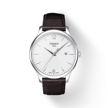 Tissot T0636101603700 Tradition Brown Leather Strap Silver Dial Men's Watch - mzwatcheslk srilanka