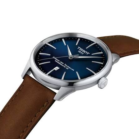 Tissot T1394071604100 Chemin Des Tourelles Powermatic 80 (42mm) Blue Dial Brown Leather Strap  Men's Watch