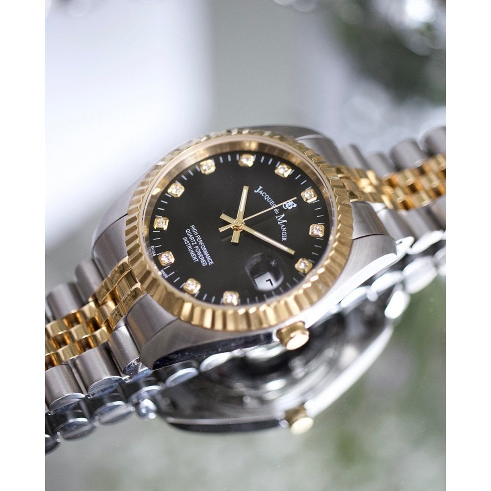 Jacques Du Manoir NRO.19 Inspiration 36mm Black Dial Gold PVD Steel Women's Watch - mzwatcheslk srilanka