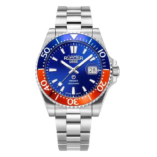 Roamer 986983 41 45 20  Premier Automatic 42mm Blue Dial Stainless Steel Bracelet Men's Watch