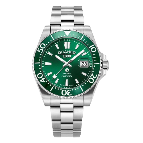 Roamer 986983 41 75 20 Premier Automatic 42mm Green Dial Stainless Steel Bracelet Men's Watch