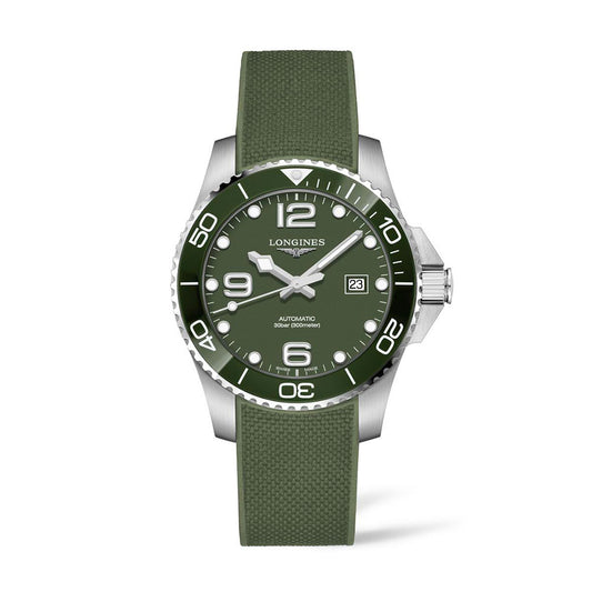 LONGINES L37824069 Hydroconquest 43mm Green Dial Rubber Strap  Men's Watch - mzwatcheslk srilanka