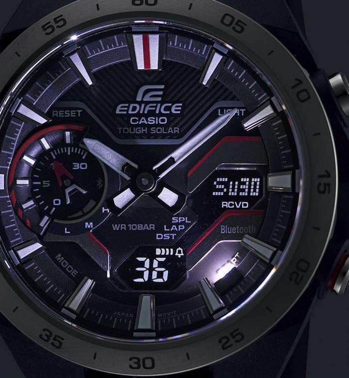 Casio Edifice ECB-2200DD-1AEF Chronograph Windflow 48.2mm Black Dial Black ION Plated Stainless Steel Men's Watch