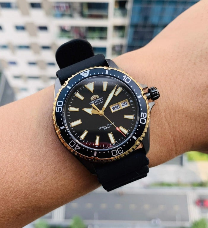 Orient mako rubber strap on sale