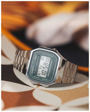 Casio  A168WA-3AYES Vintage Digital Illuminator 36mm Blue Digital Dial Stainless Steel  Men & Women Watches