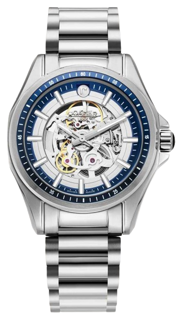 Roamer 220984 41 45 20 Rockshell MK III Skeleton 44mm Blue Skeleton Dial Stainless Steel Bracelet Men's Watch