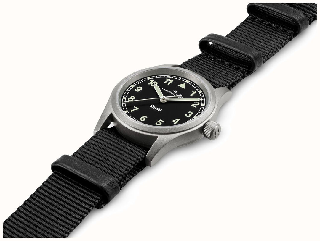 Hamilton H69301430  Khaki Field Quartz 33mm Black Dial Black Textile Strap Men & Women Watches