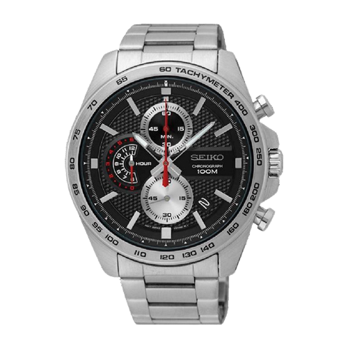 Seiko SSB255P1 Sports Chronograph 44mm Black Dial Stainless Steel Bracelet  Men's Watch