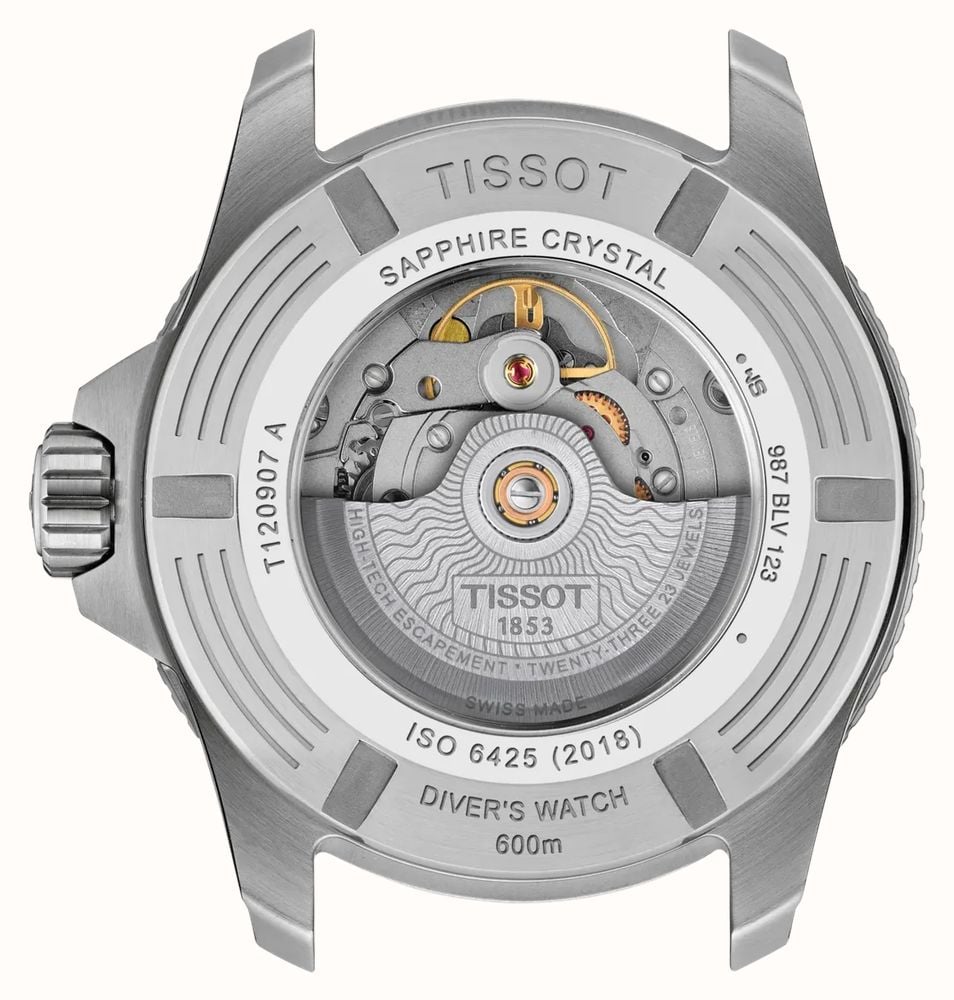 Tissot Seastar  T1209071105100  2000 Powermatic 80 (44mm) Black Wave Dial  Stainless Steel Bracelet