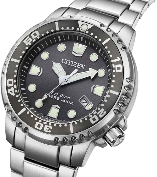 Citizen  BN0167-50H  Promaster Diver Eco Drive 44mm Grey Dial Stainless Steel Bracelet Men’s Watch