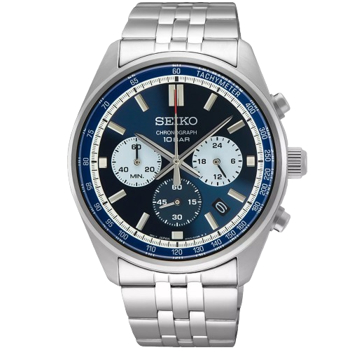 Seiko SSB427P1 Tachymeter Sport Blue Dial Stainless Steel Men's Watch