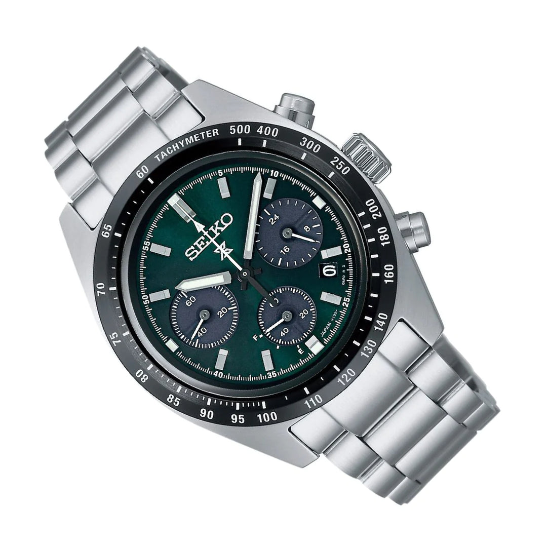 Seiko SSC933P1 Prospex Deep Green Speedtimer Solar Chronograph 39mm Green Dial Stainless Steel Men's Watch