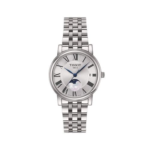 Tissot T1222231103300 Carson Moon Phase Silver Dial Stainless Steel Women's Watch