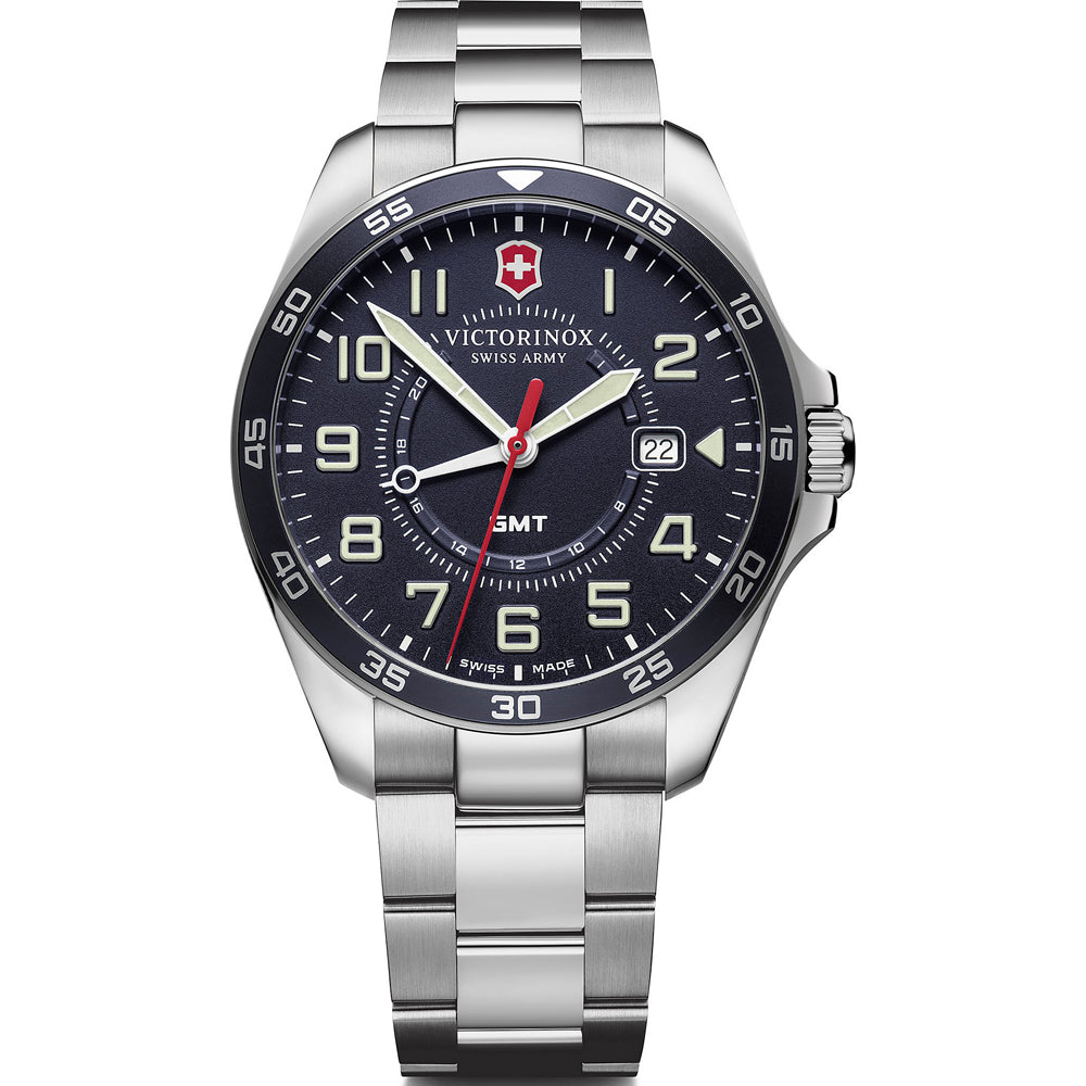 Victorinox Swiss Army241896 FieldForce GMT Stainless Steel Bracelet Blue Dial Men's Watch - mzwatcheslk srilanka