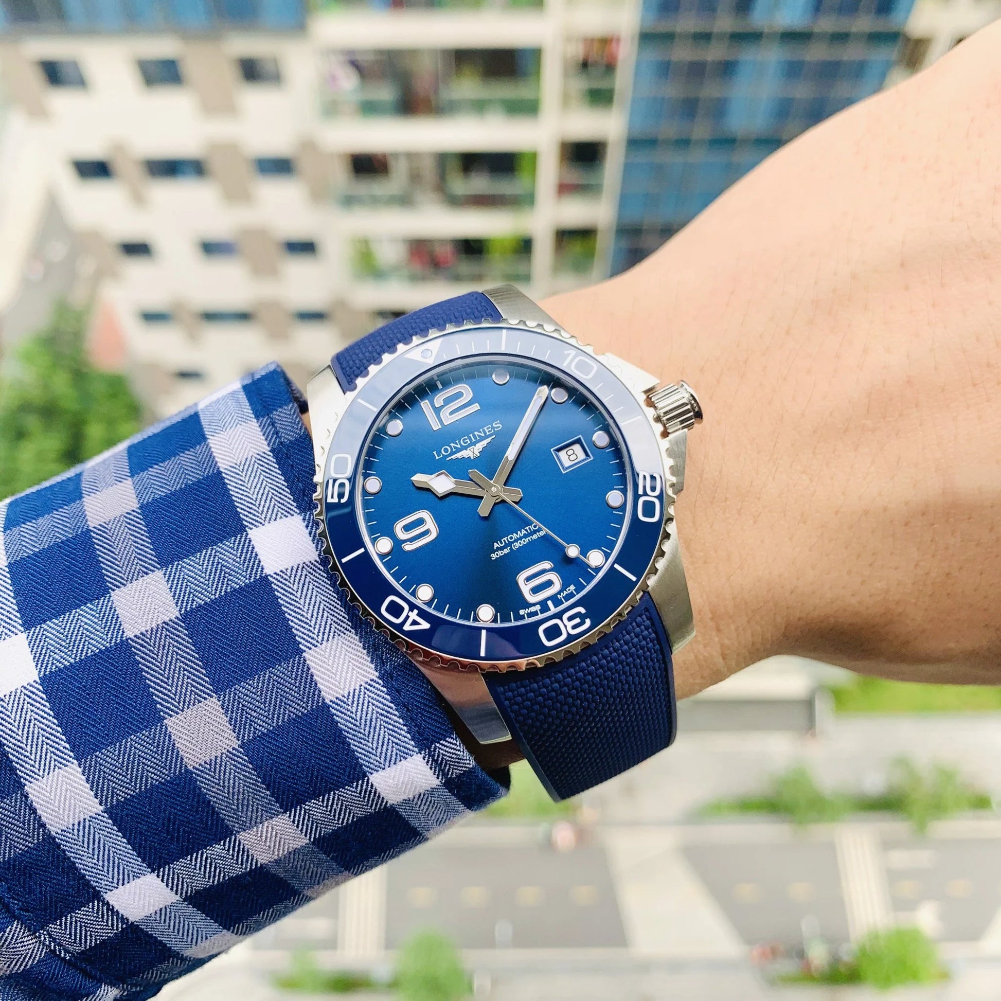 Longines blue leather discount strap