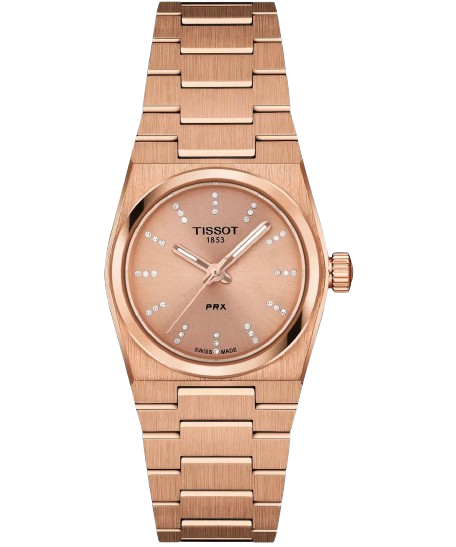 Tissot T1370103350600 ‘New’ PRX 25mm Rose Gold Dial  with Wesselton VS-VI diamonds Rose Gold PVD Stainless Steel Bracelet Women's Watch