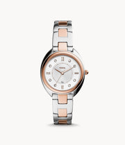 Fossil  ES5072  Gabby White Dial Two Tone Stainless Steel Quartz Women's Watch - mzwatcheslk srilanka