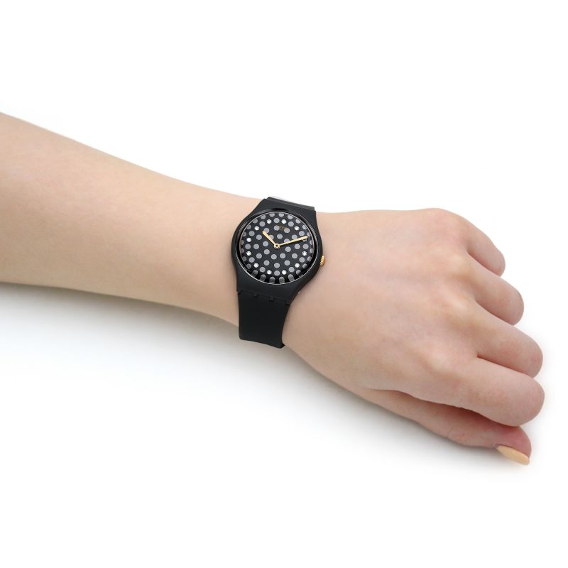 Swatch SO31B102 Bioceramic SPARKLE NIGHT Black Silicone Women's Watch - mzwatcheslk srilanka