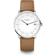 STERNGLAS S01-NA01-PR01 Naos White Dial Tan Leather Strap Men's Watch - mzwatcheslk srilanka