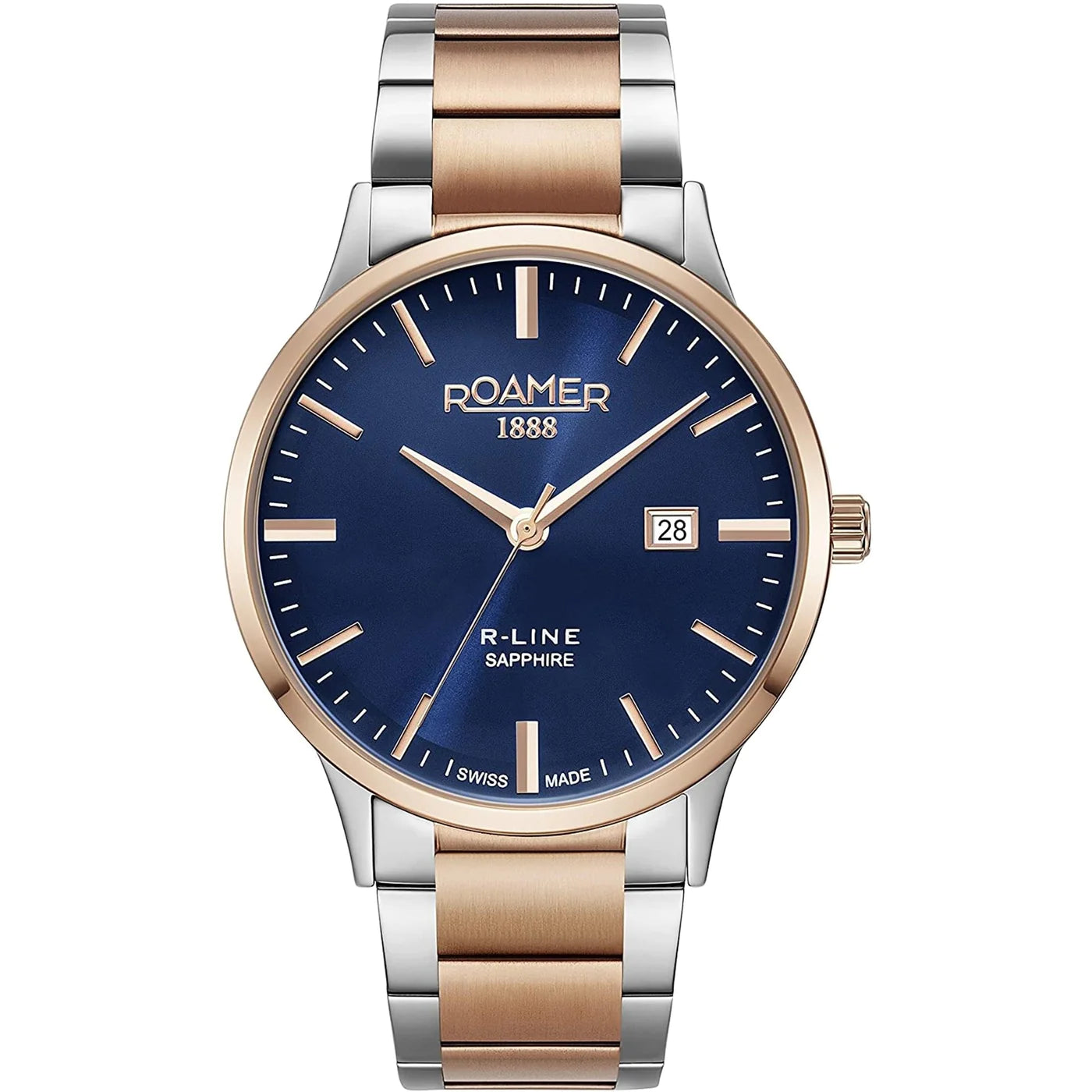 Roamer 718833 47 45 70 R-Line Classic Blue Dial Rose Gold Bi-Colour Bracelet Men's Watch - mzwatcheslk srilanka