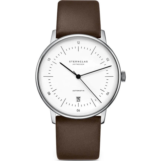 STERNGLAS S02-NA01-PR04 Naos Automatic 38mm White Brown Men's Watch - mzwatcheslk srilanka