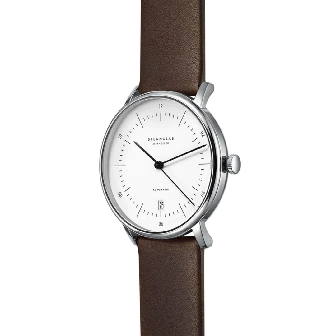 STERNGLAS S02-NA01-PR04 Naos Automatic 38mm White Brown Men's Watch - mzwatcheslk srilanka