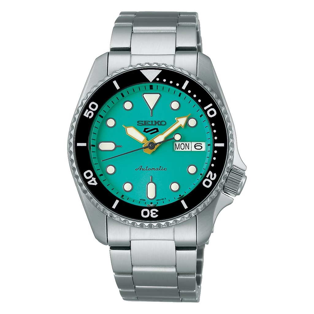 Seiko 5 SRPK33K1 Sports SKX ‘Midi’ 38mm Teal Stainless Steel Bracelet Men's Watch - mzwatcheslk srilanka