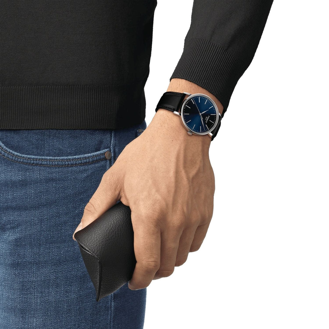 TTissot Men's Everytime T1434101604100 Blue Dial Black Leather Strap Watch - mzwatcheslk srilanka