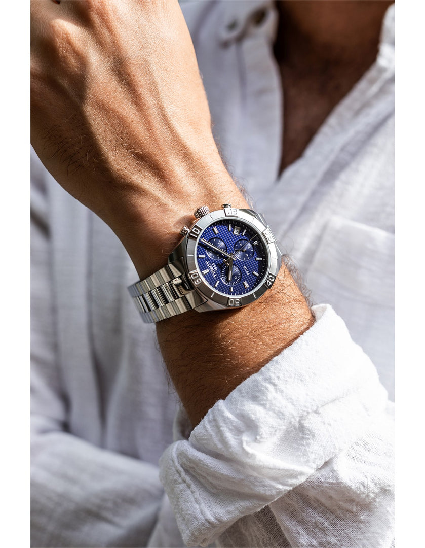 Tissot T1016171104100 PR100 Sport Chronograph Blue Dial Stainless Steel Bracelet Men's Watch - mzwatcheslk srilanka