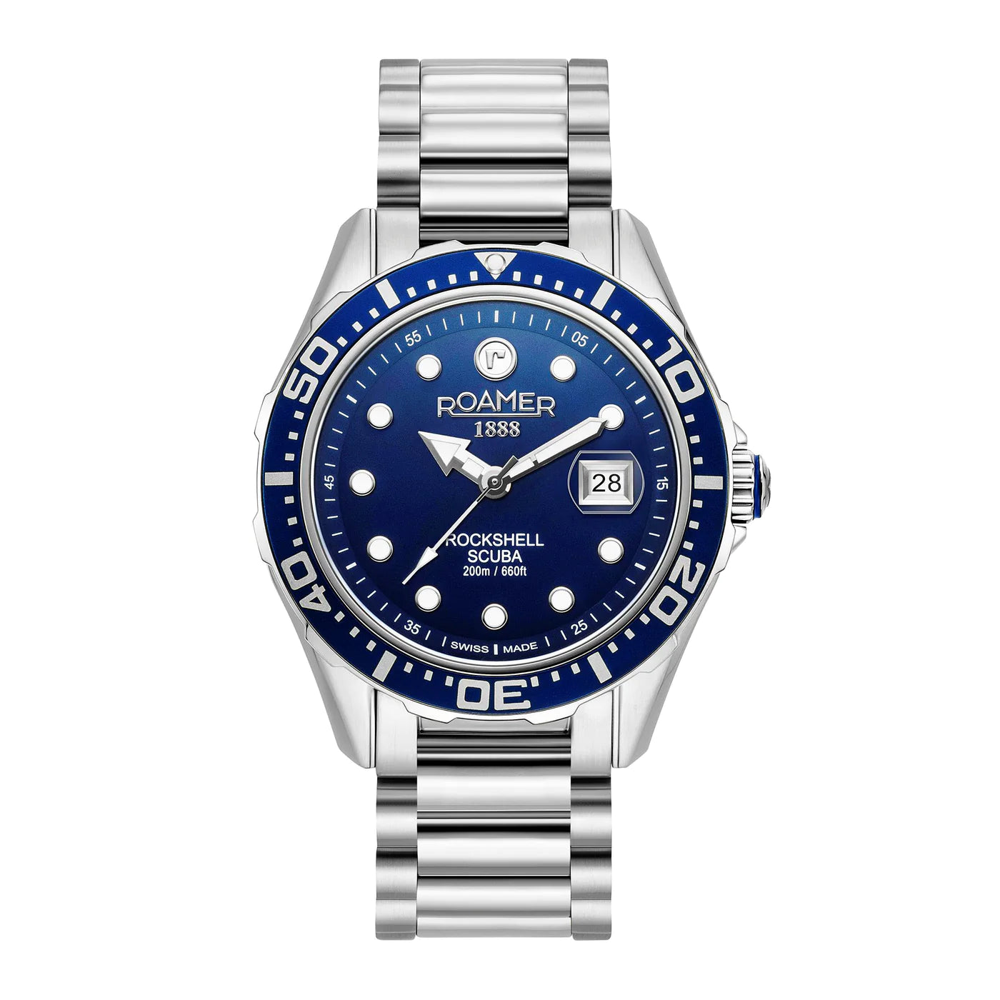 Roamer 220858 41 45 50 Rockshell Scuba Blue Dial Stainless Steel Bracelet Men's Watch - mzwatcheslk srilanka
